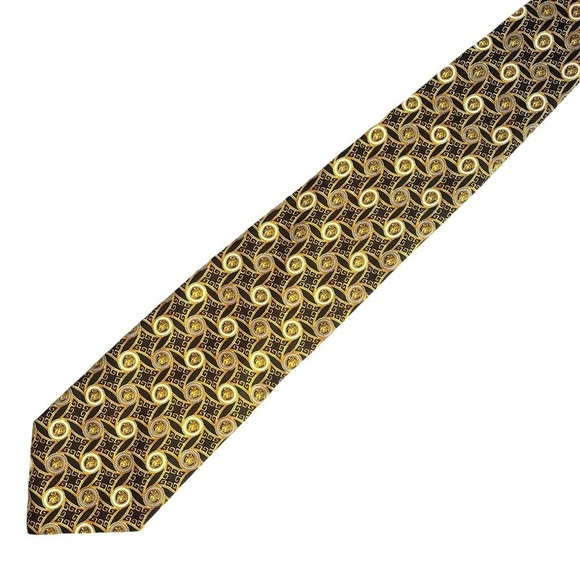 GIANNI VERSACE 90s Vintage Metallic Silk Medusa Pattern Tie Made in Italy - Picture 2 of 9